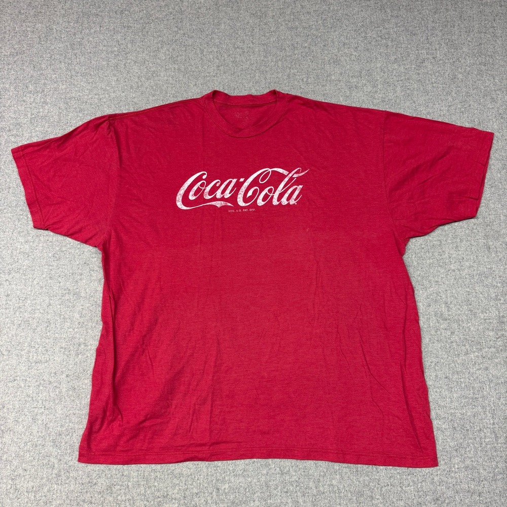 Coca-Cola | Graphic T-Shirt | 3XL | Red | Distressed Script Logo Crew Neck Tee